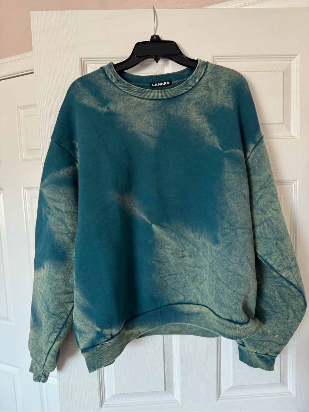 LAMERO Teal Tie-Dye Crewneck Sweatshirt